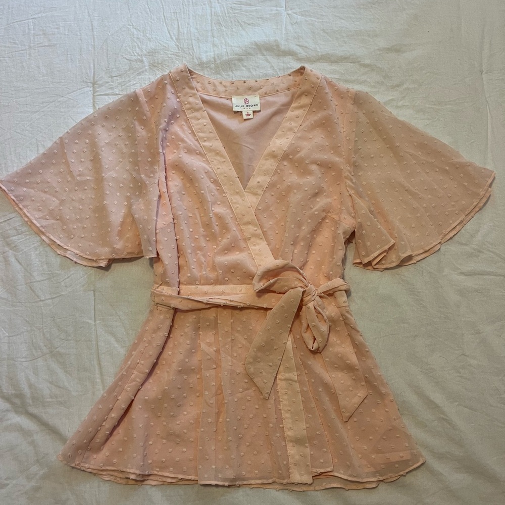 JB by Julie Brown Blush Textured Wrap Top